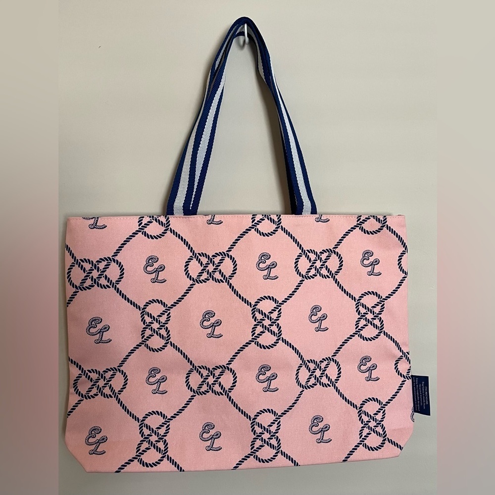 Estée Lauder Tote Reusable Bag, Lined, Foldable, Nautical Style, Handles